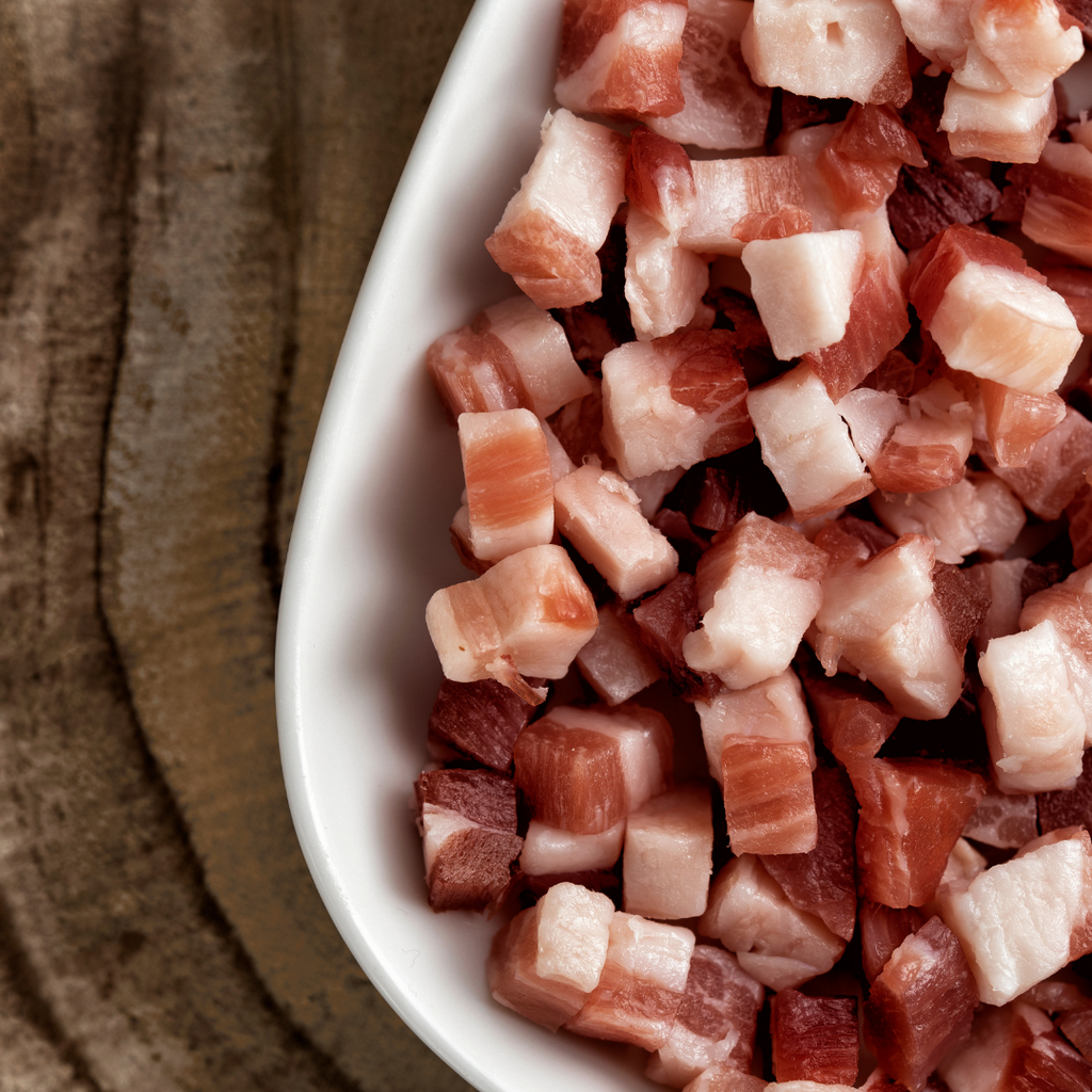 Diced Pancetta cubes available to buy online with Aberdeenshire Larder