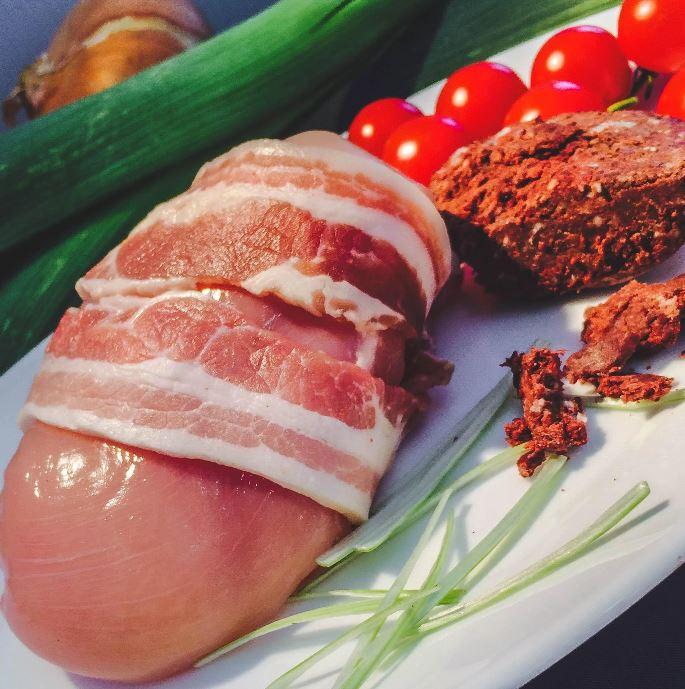 Buy Chicken Balmoral - Stuffed with Black Pudding and wrapped in Bacon Online from Aberdeenshire Larder